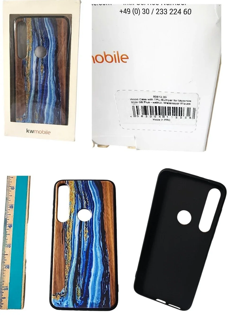 Wood Grain & Blue Marble Case For Motorola Moto G8 Plus